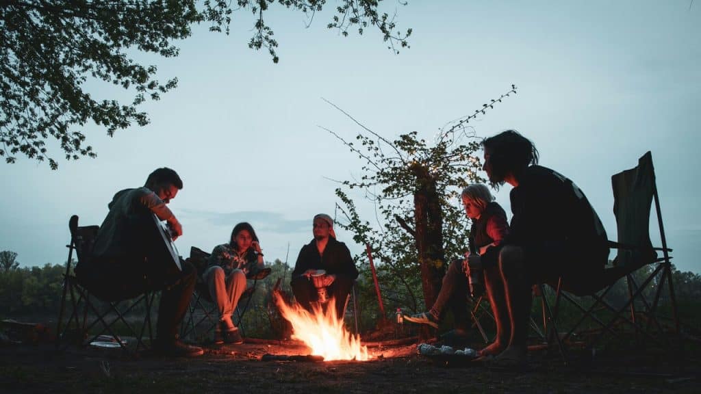 Friends camping together