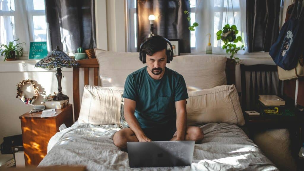 A man looking sad while working