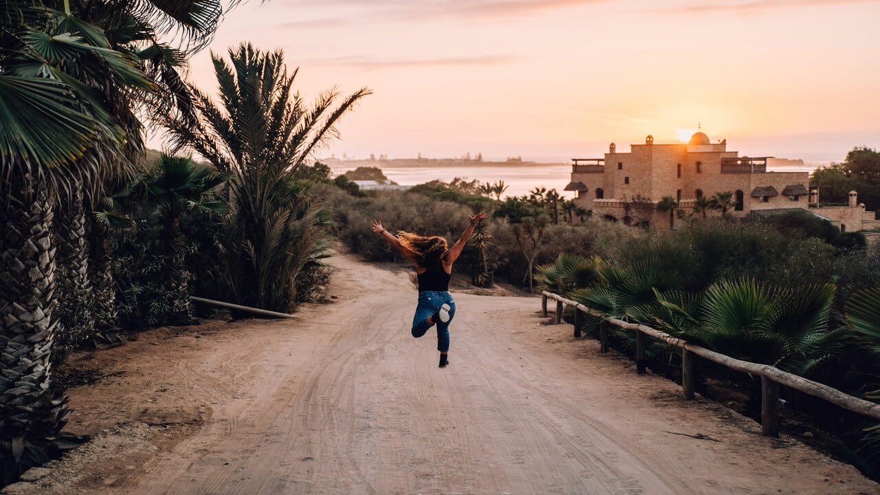 A woman jumping in the air.