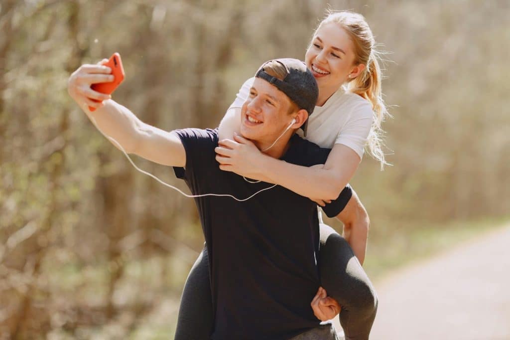 A man and woman having a good time