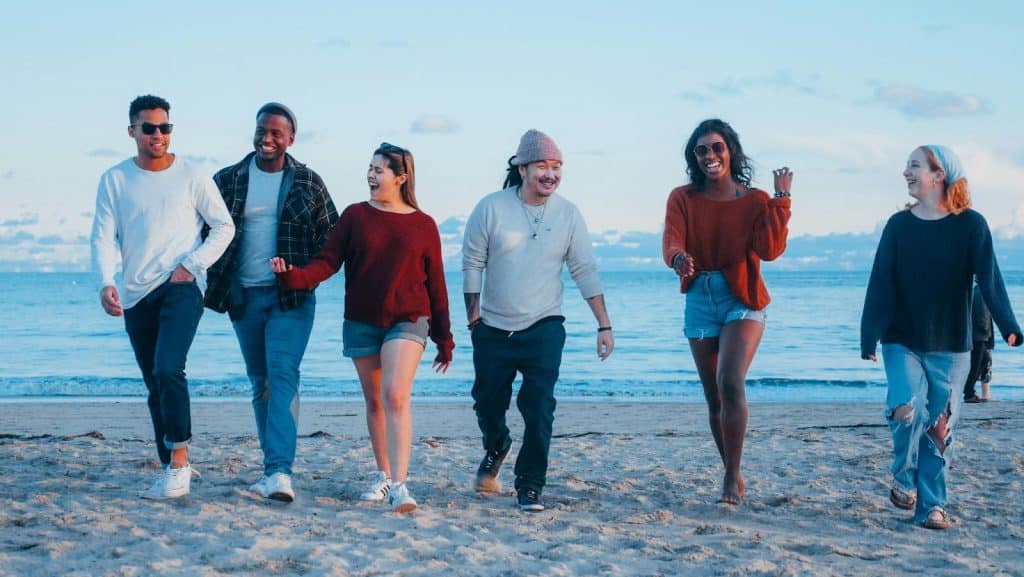 People walking at the beach