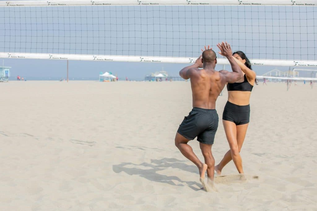 A man and woman doing high-five
