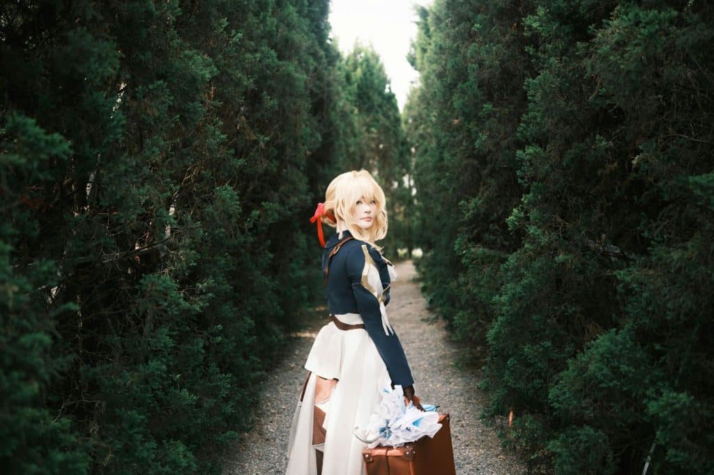 A woman cosplaying