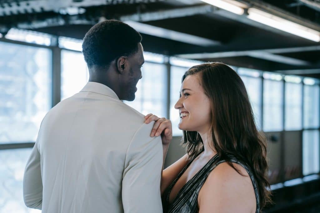 A man and woman being thankful to each other