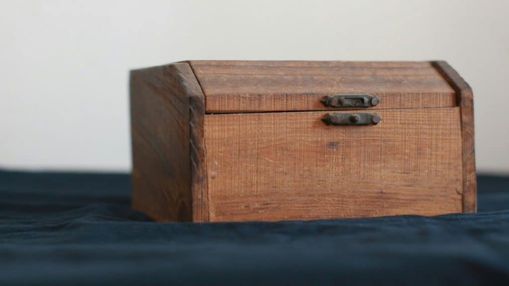 A wooden box on a table