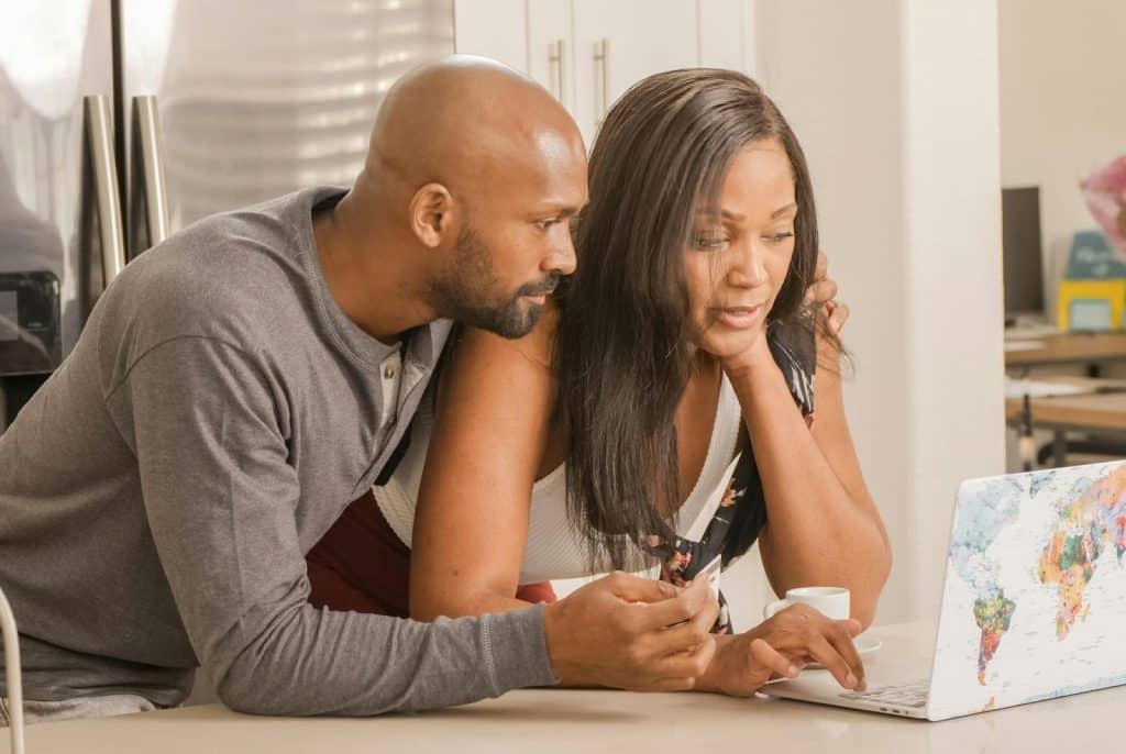 A couple checking their finance together 