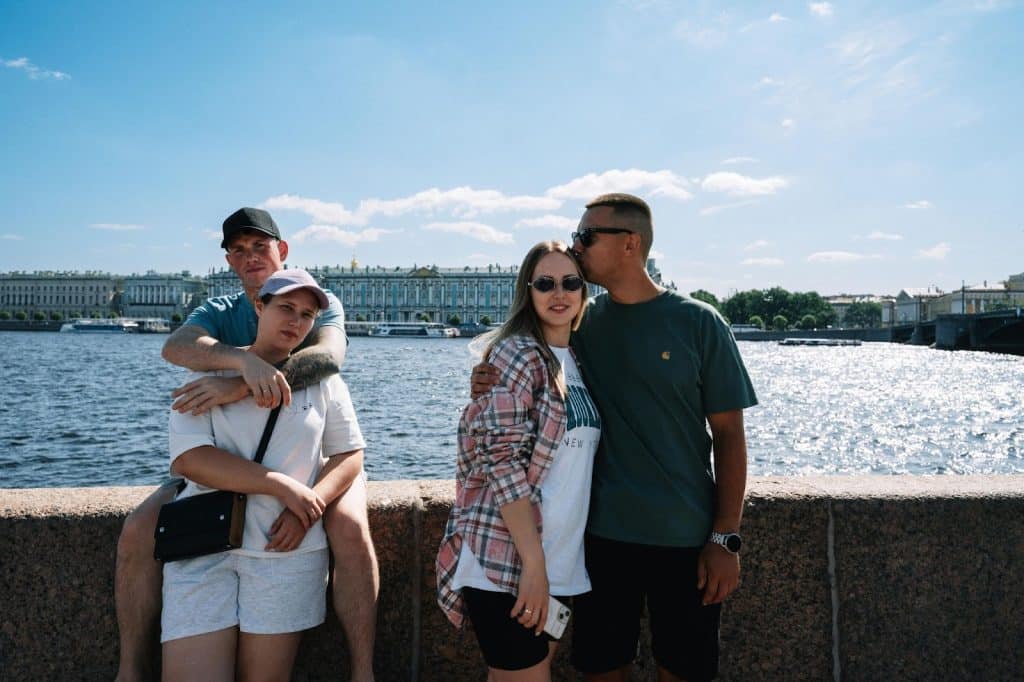 Two couples having fun 