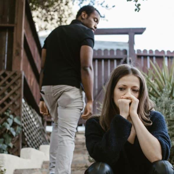 A man leaving a woman.