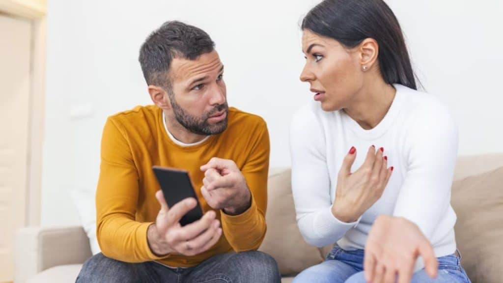 Partner accusing the other of being distrustful