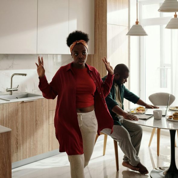 A man and woman not talking