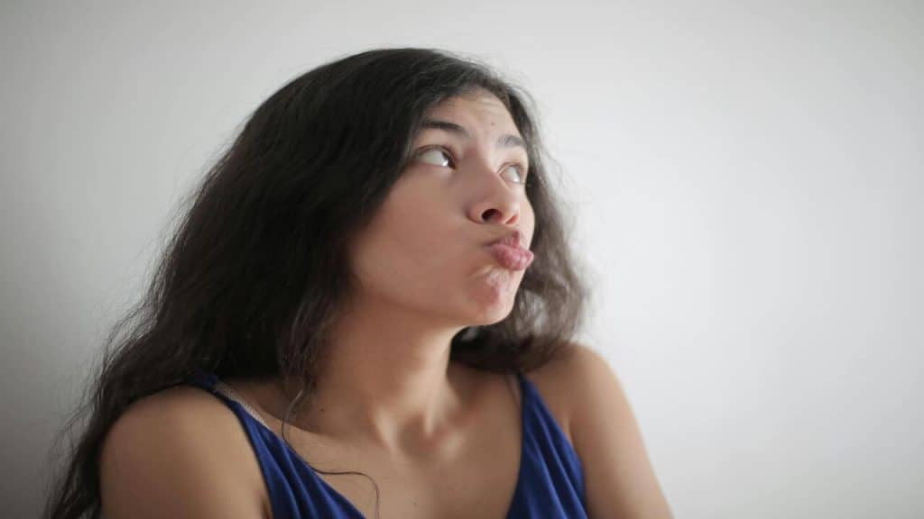 A woman making a silly face 