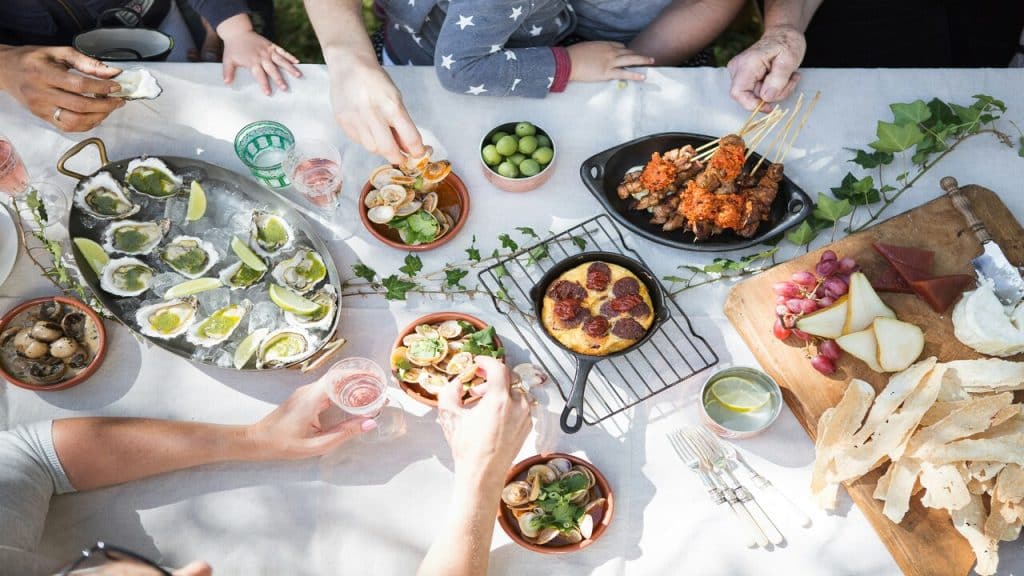 A family having lunch together