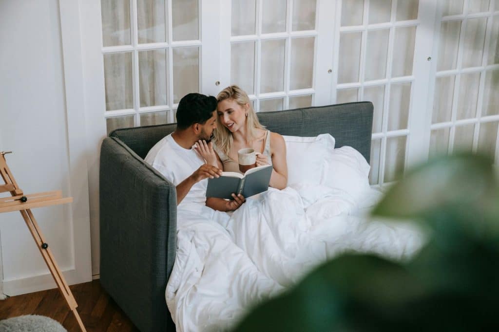 A man listening to woman