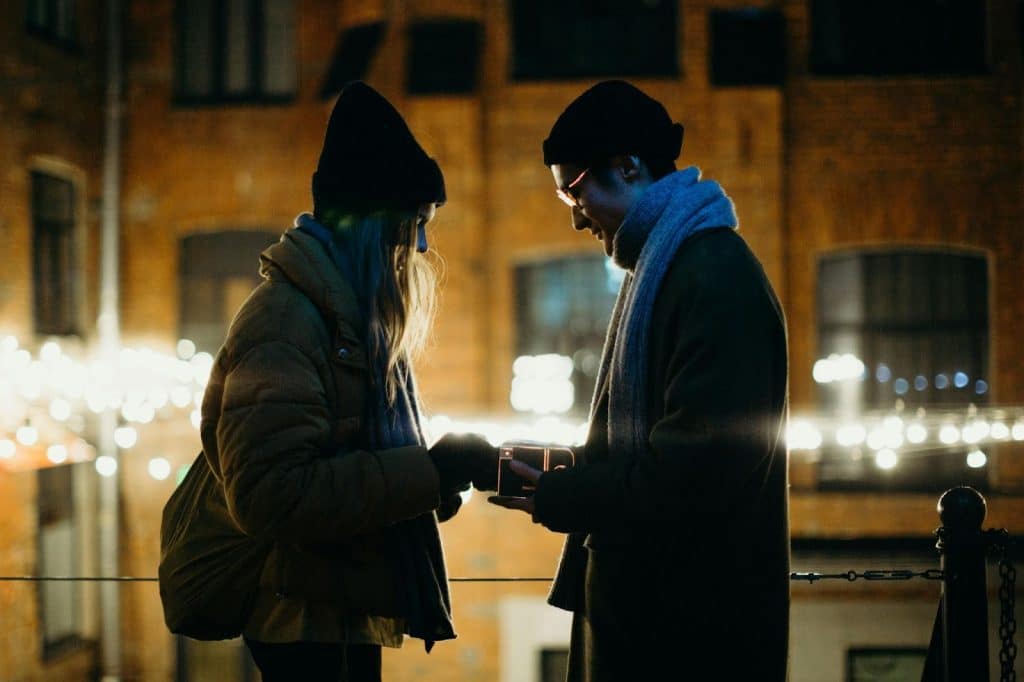A man and woman dating