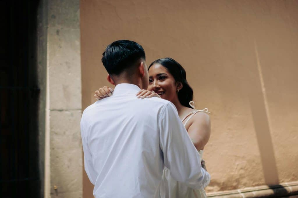 A woman happy with her lover