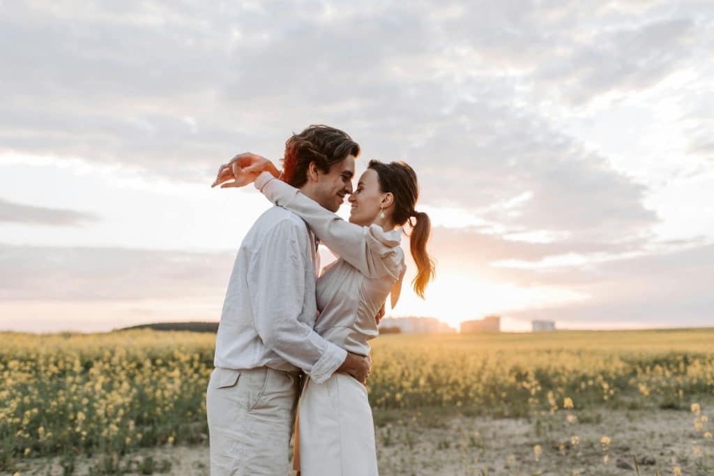 A man and woman face to face