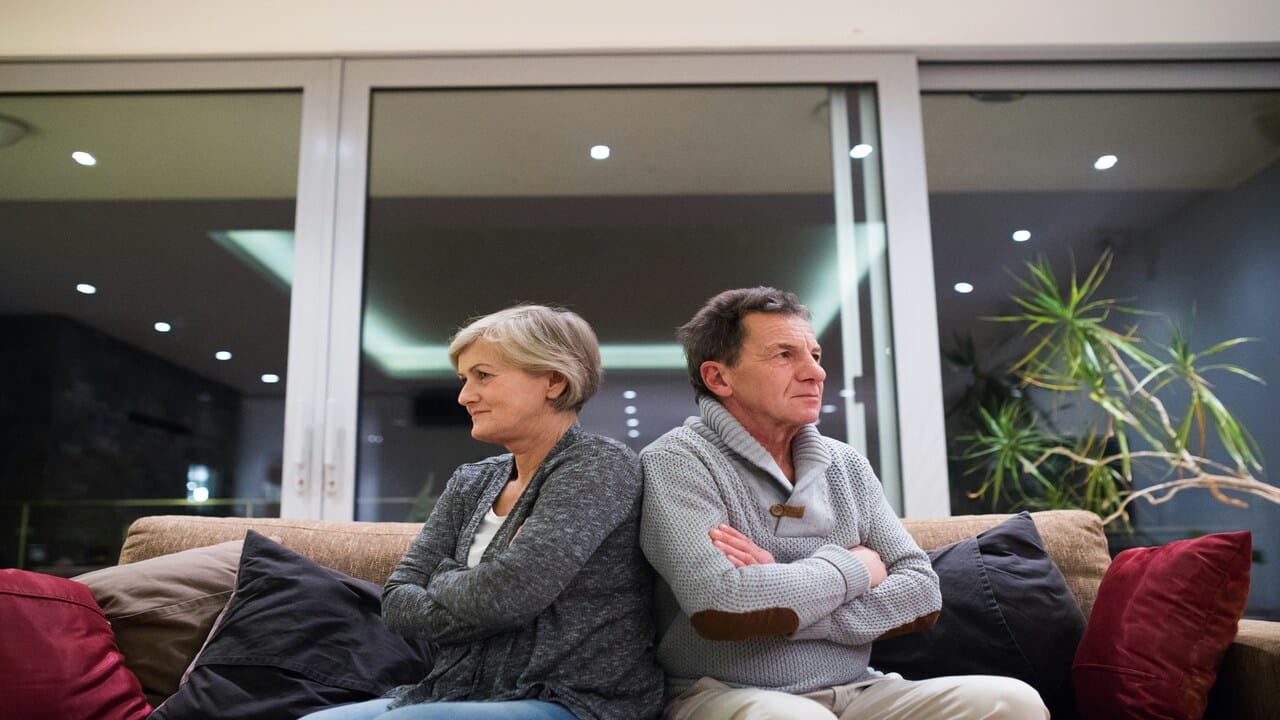 A couple refusing to look at each other.