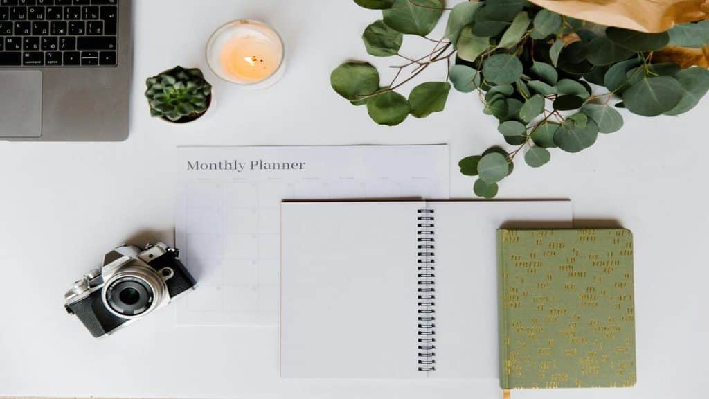 A photo of a monthly planner