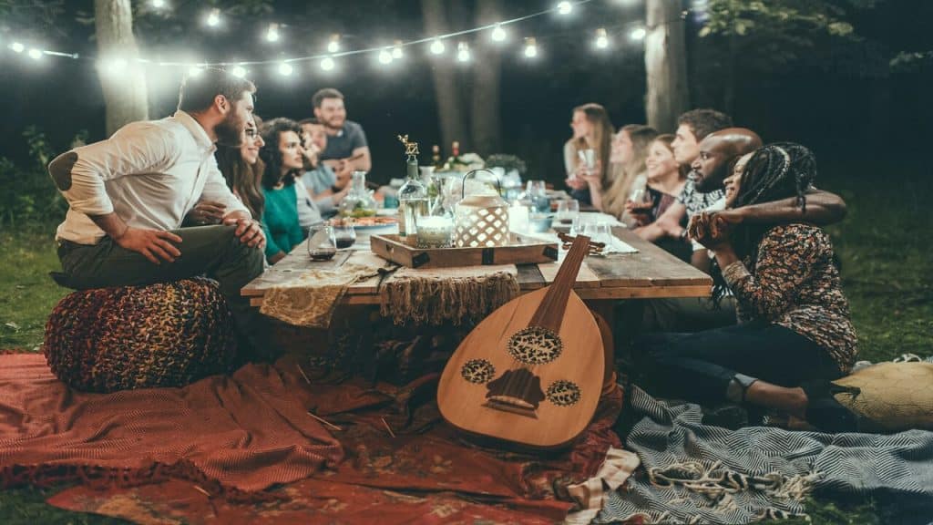 Friends having dinner together