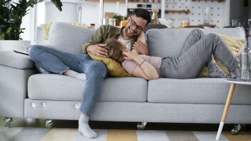 Couple relaxing peacefully at home