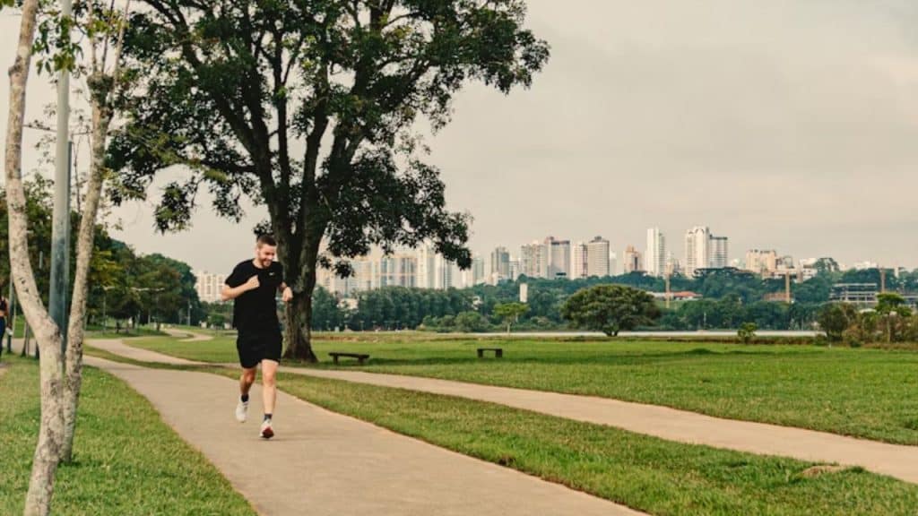 Husband jogs as a daily morning routine