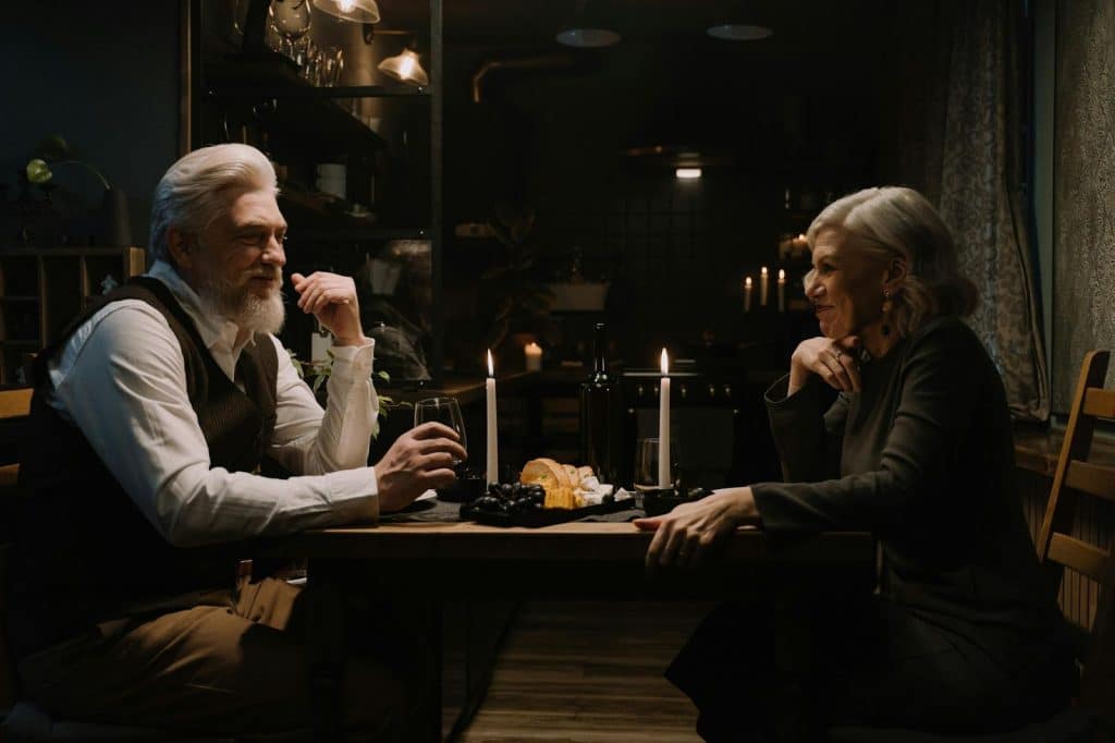 A couple having a romantic dinner 