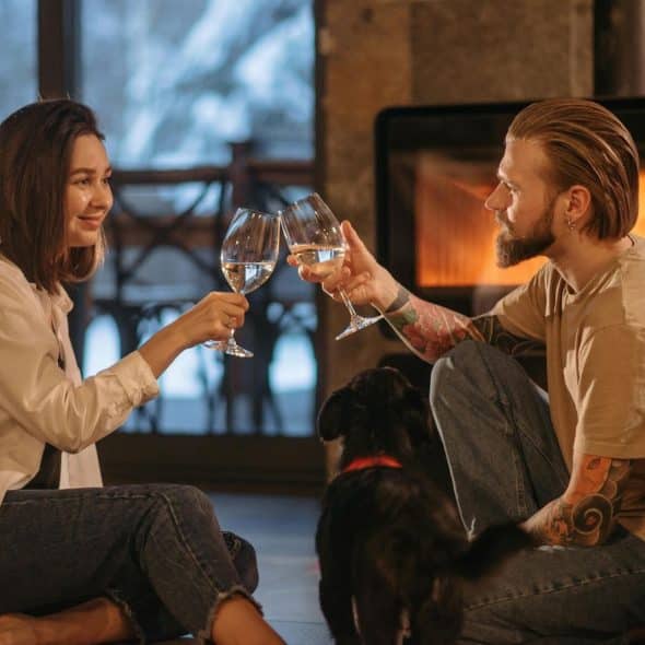 Couple toasting their glasses