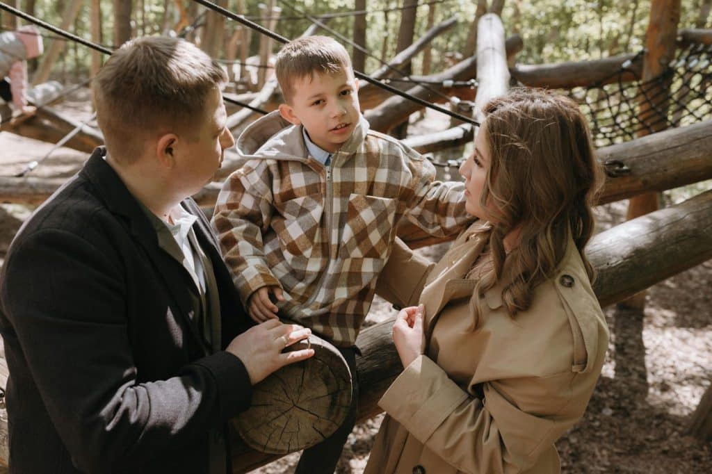 A couple bonding with their son