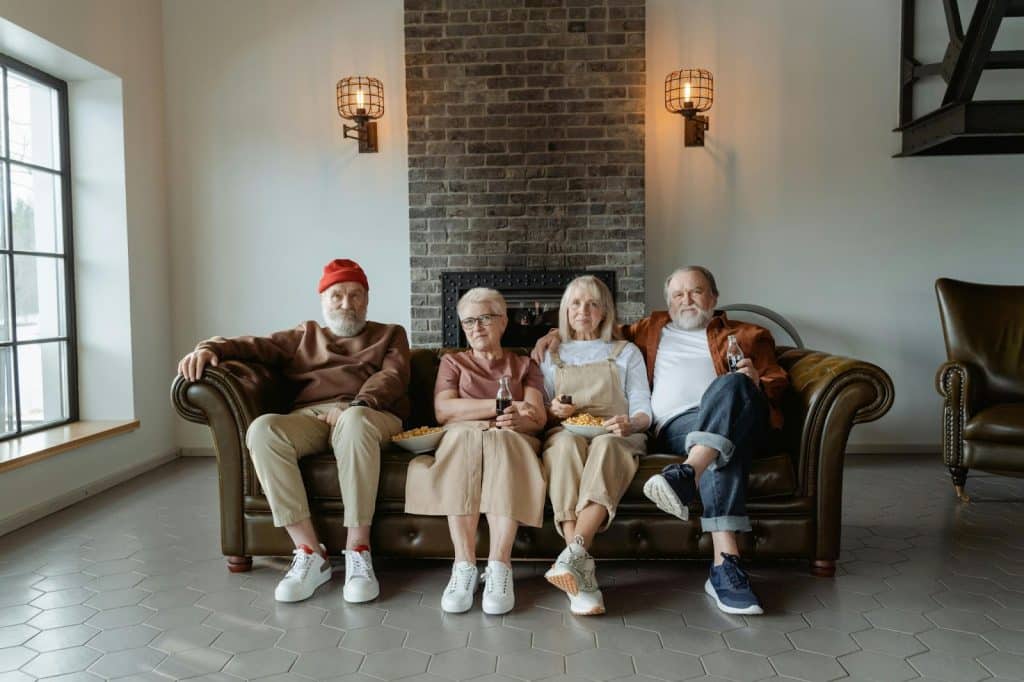 Old couple with their friends
