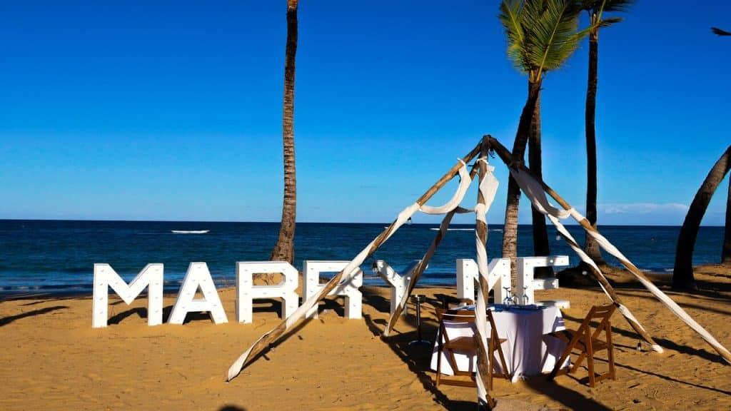 A proposal set-up on the beach