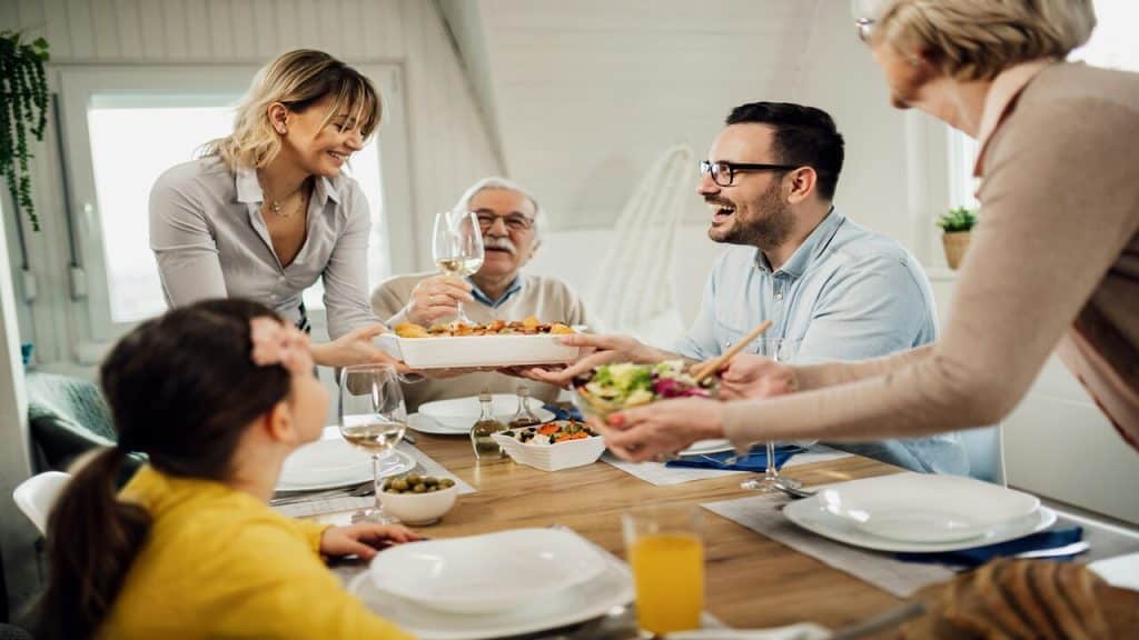 A family having brunch together