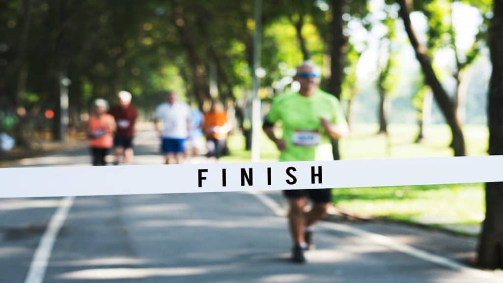 A man about to cross the finish line.