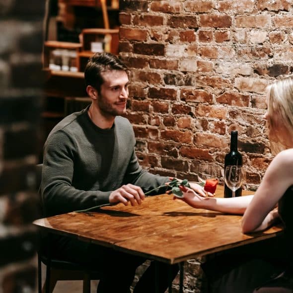 A man and woman dating