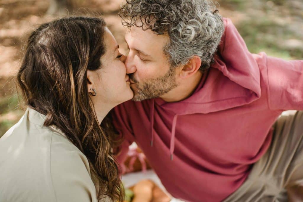 A man and woman kissing