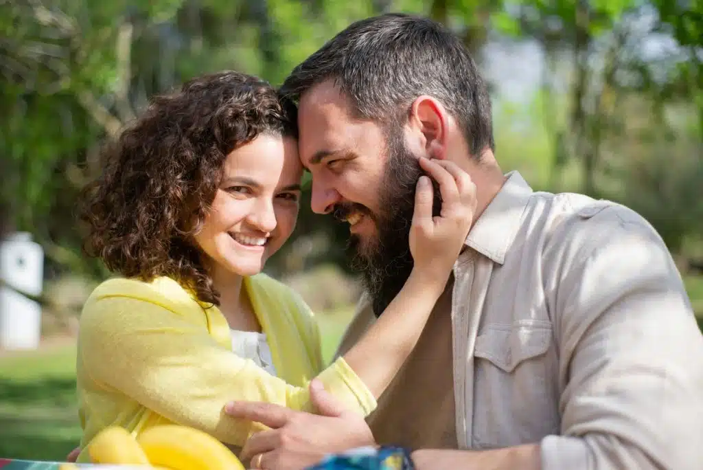 A man and woman happy together