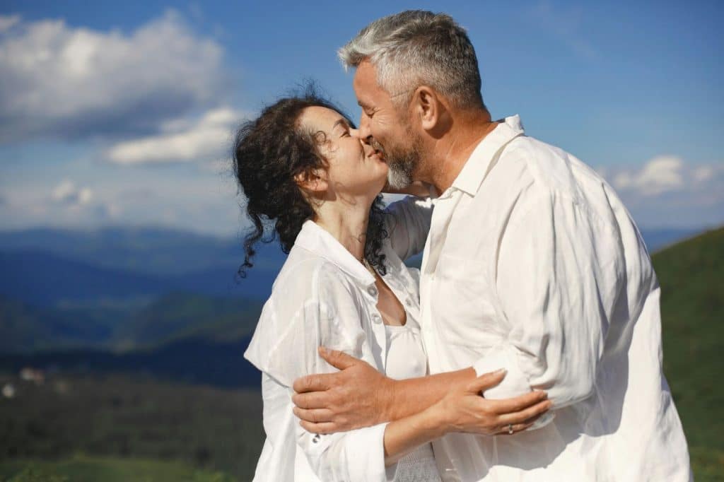 A man and woman kissing
