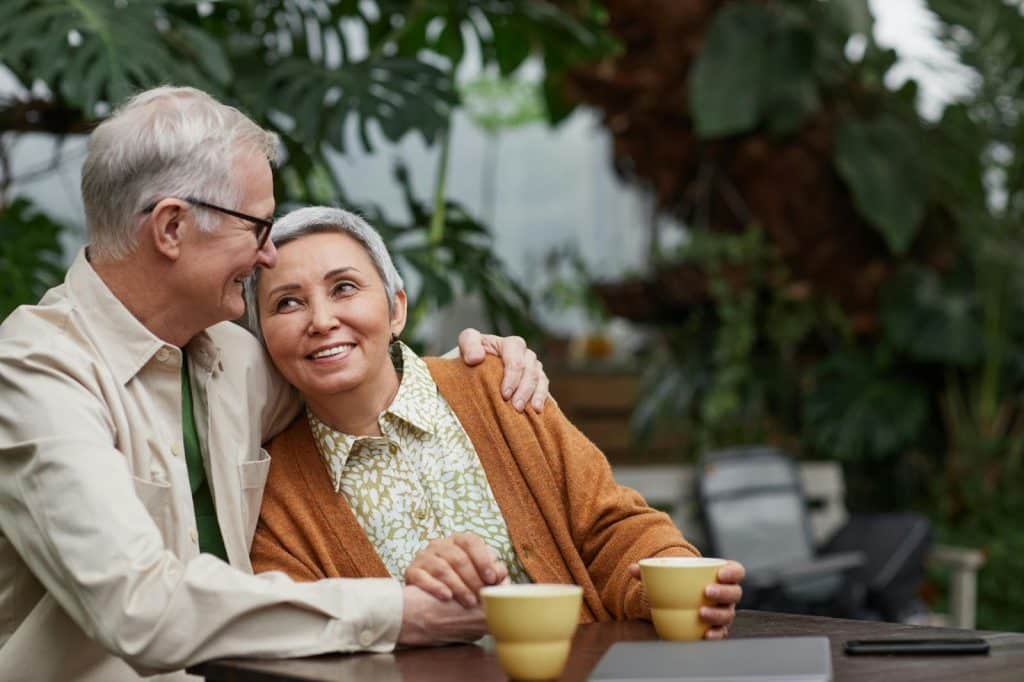 A man and woman having a coffee 
