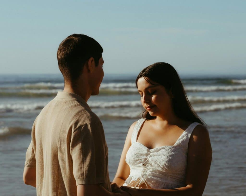 A man and woman at the beach