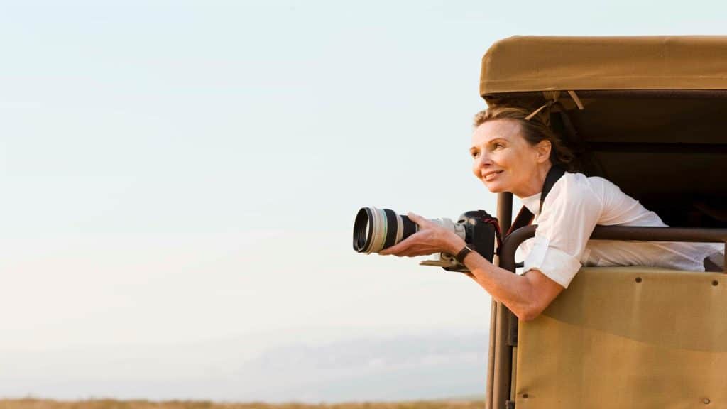 A mature woman traveling by herself