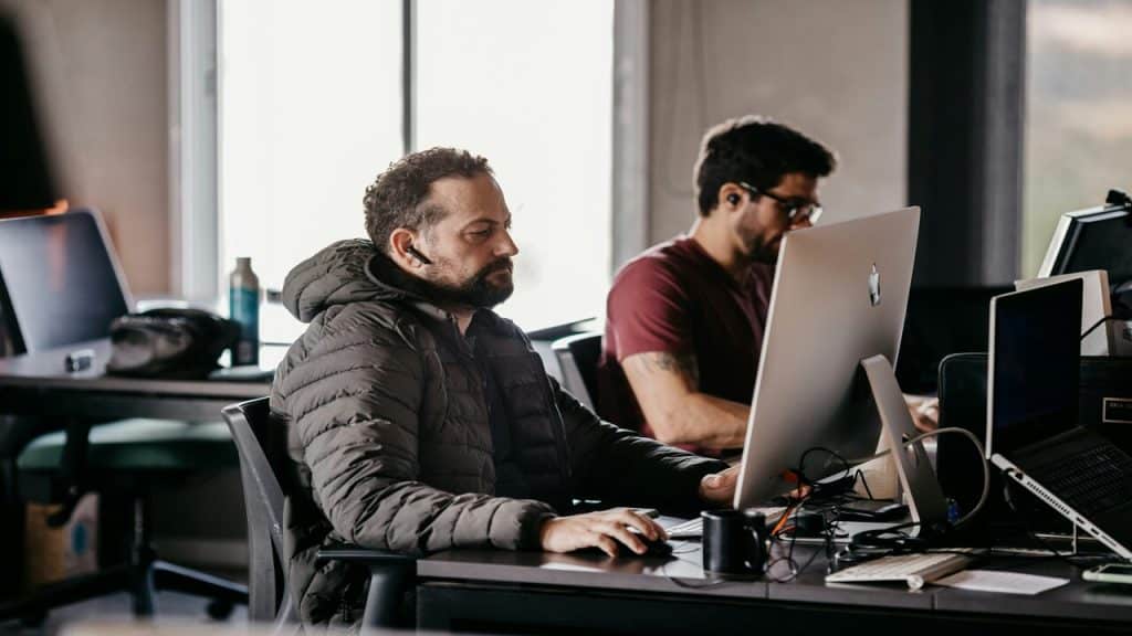Colleagues busy at work