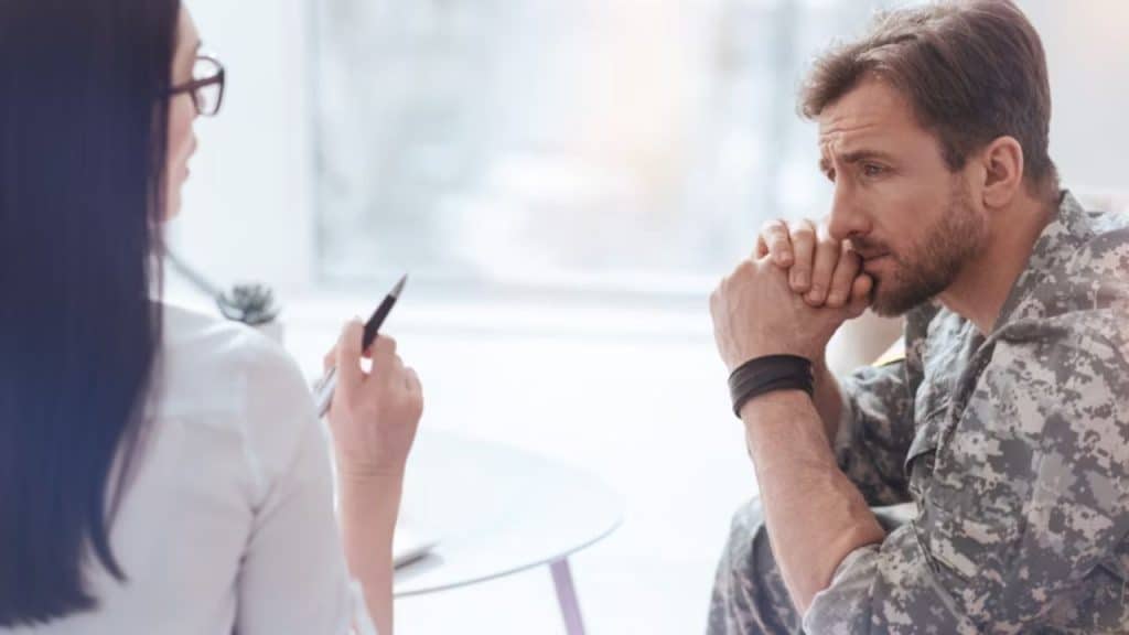 Man having an open hearted talk with his partner