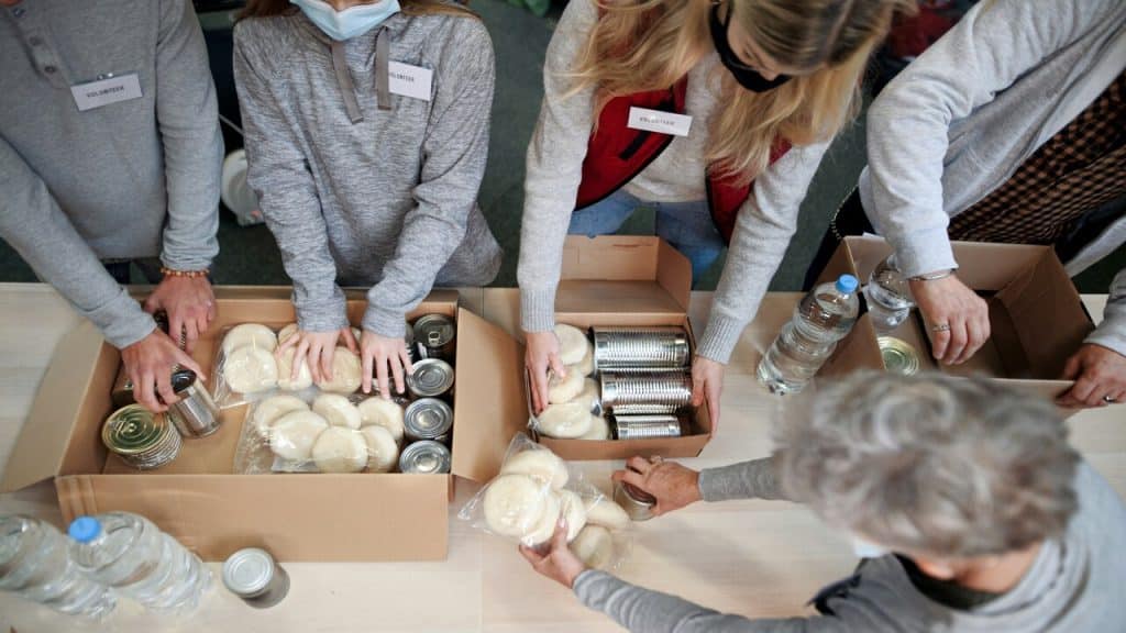 A group of people volunteering together