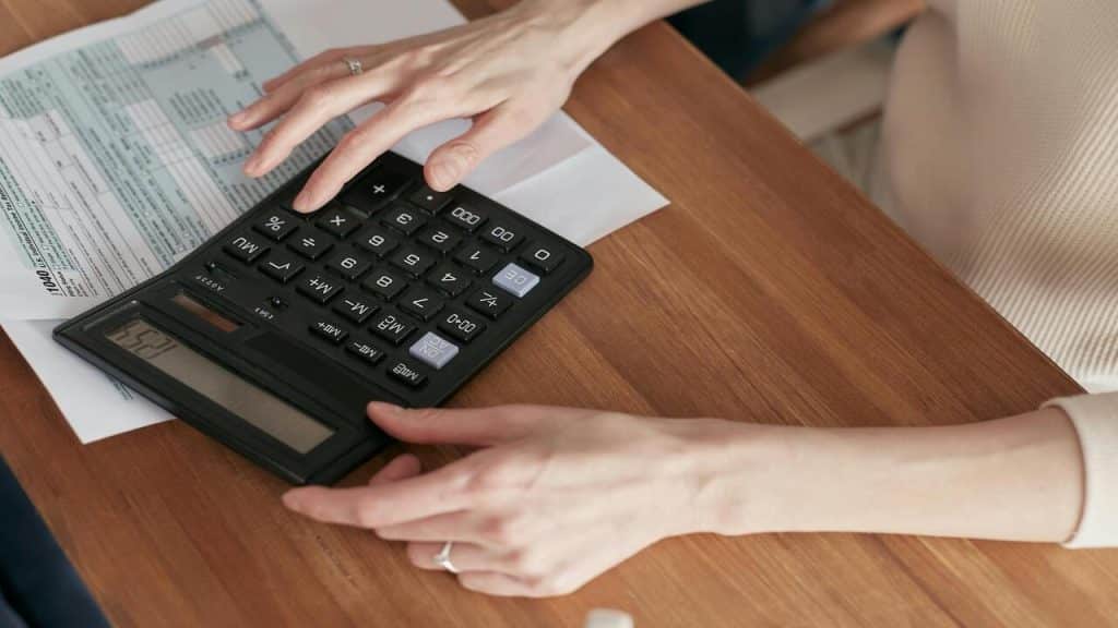 A woman doing her bills