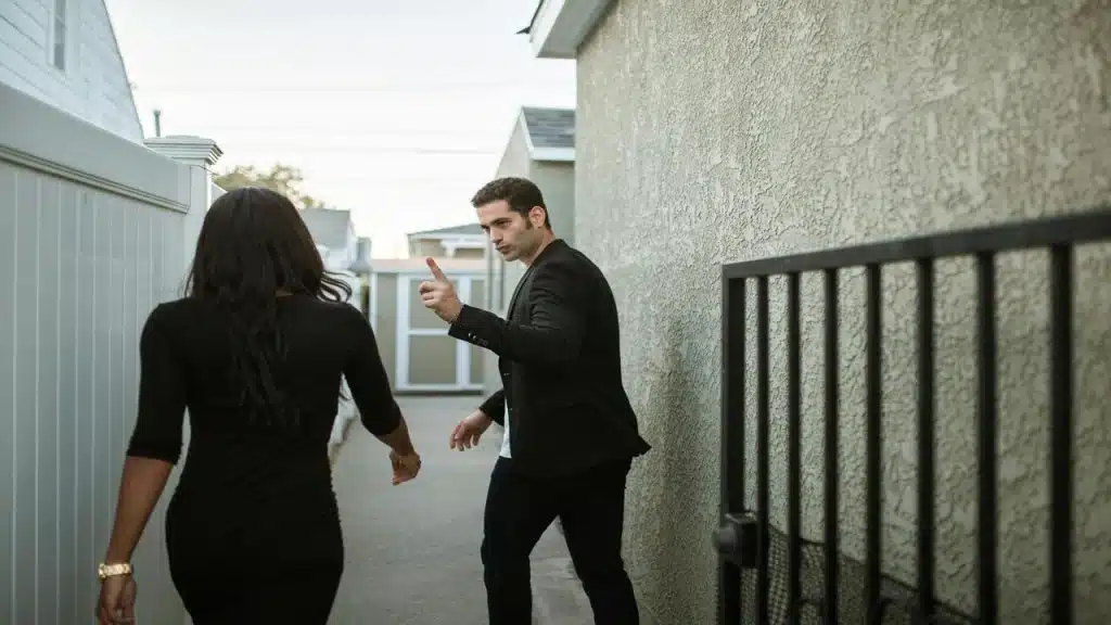 A couple fighting at home