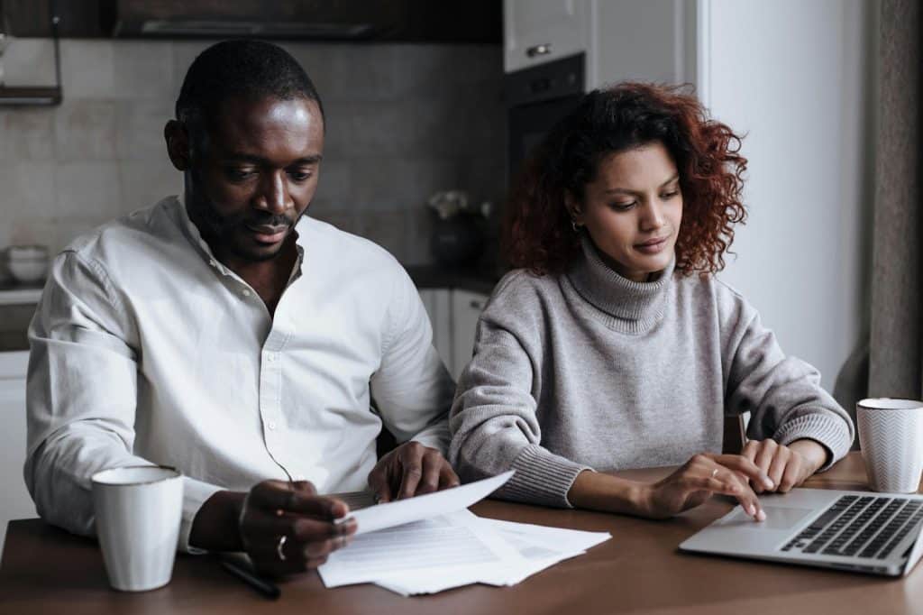 A man and woman planning for their wedding