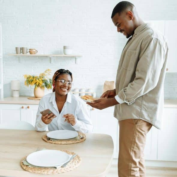 Couple having breakfast
