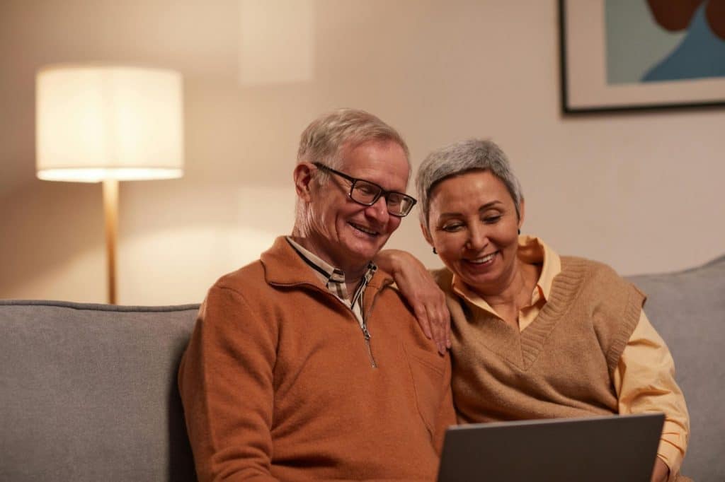 A man and woman talking