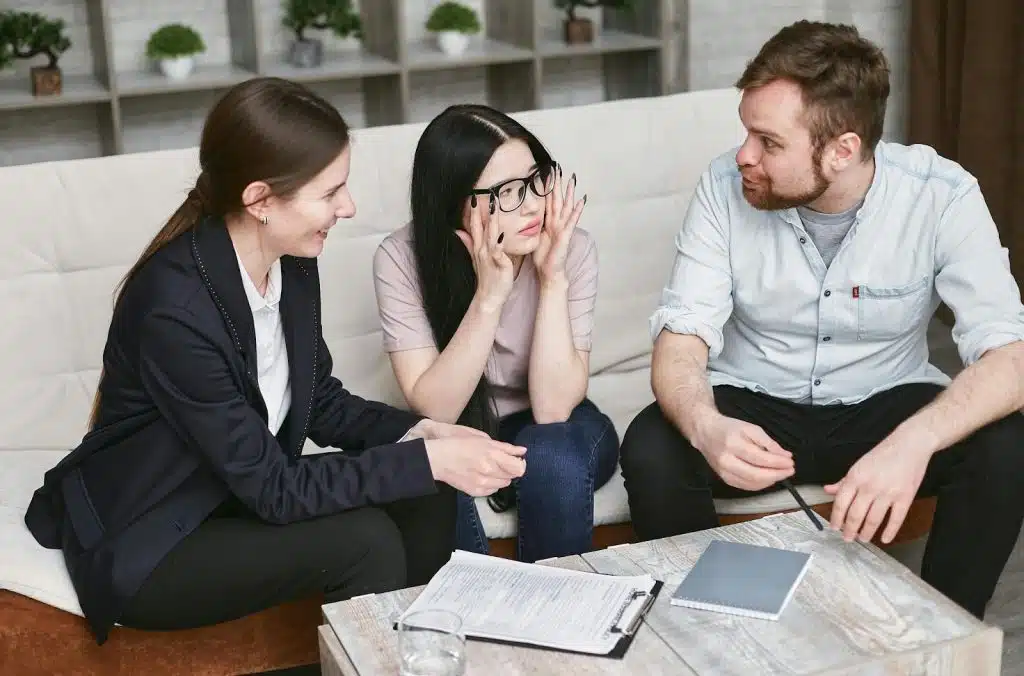 A man and woman planning for insurance
