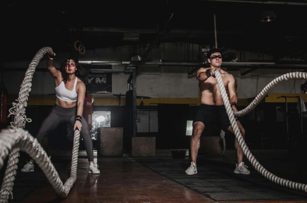 A man and woman doing exercise