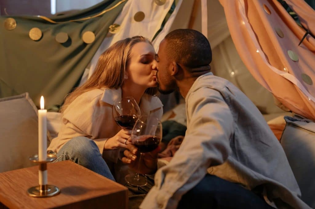 A man and woman kissing